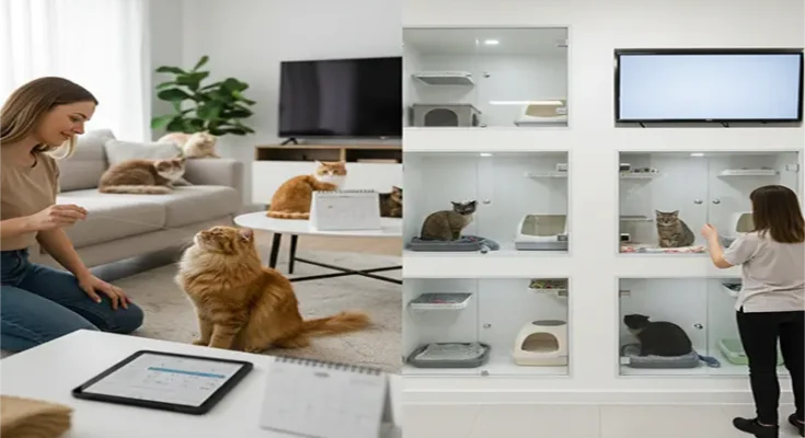 Cost of in-home cat sitting vs. professional cat boarding in 2026